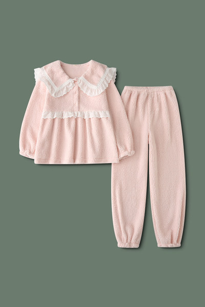 Rudens-žiemos moteriška pižama iš palaidinės ir kelnių