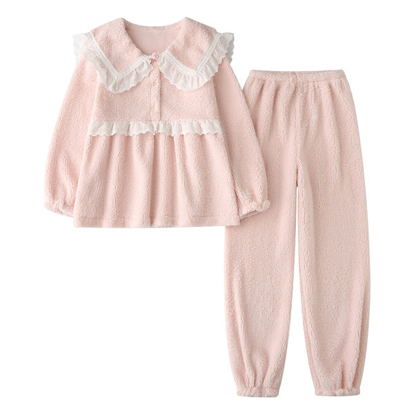 Rudens-žiemos moteriška pižama iš palaidinės ir kelnių