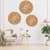 Rankų darbo pakabinamas sieninis krepšelio dekoras Natūralaus austo rotango dekoratyvinis padėklas, apvalus Boho dubuo, skirtas namų svetainei virtuvei