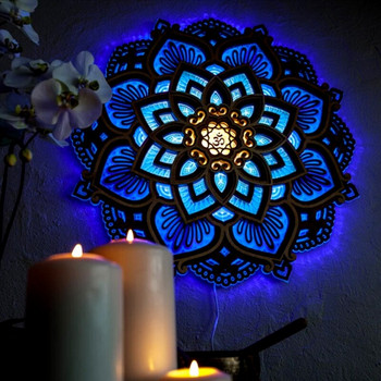 Mandala Led нощна лампа Yoga Studio Декоративна пейзажна лампа Аксесоар за домашна витрина за пазаруване Парти фон