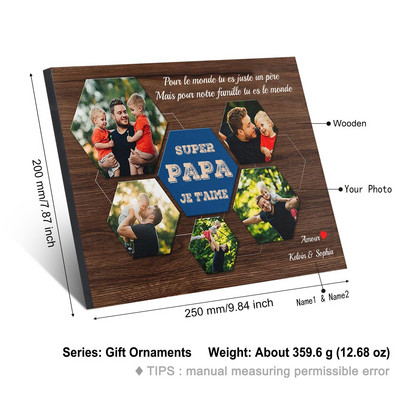 Tablă de pictură cu cadru din lemn personalizat Accesorii personalizate Decor pentru casă Ziua Îndrăgostiților Aniversare Cadouri cu imprimare în lemn francez