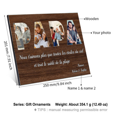 Tablă de pictură cu cadru din lemn personalizat Accesorii personalizate Decor pentru casă Ziua Îndrăgostiților Aniversare Cadouri cu imprimare în lemn francez