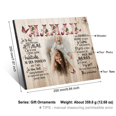 Tablă de pictură cu cadru din lemn personalizat Accesorii personalizate Decor pentru casă Ziua Îndrăgostiților Aniversare Cadouri cu imprimare în lemn francez