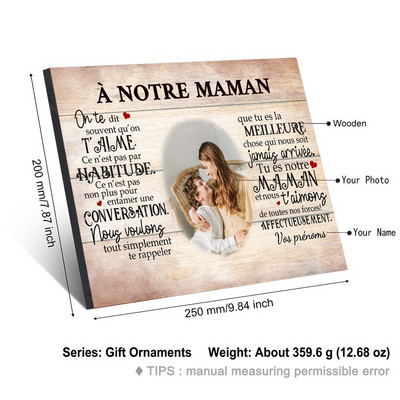 Tablă de pictură cu cadru din lemn personalizat Accesorii personalizate Decor pentru casă Ziua Îndrăgostiților Aniversare Cadouri cu imprimare în lemn francez