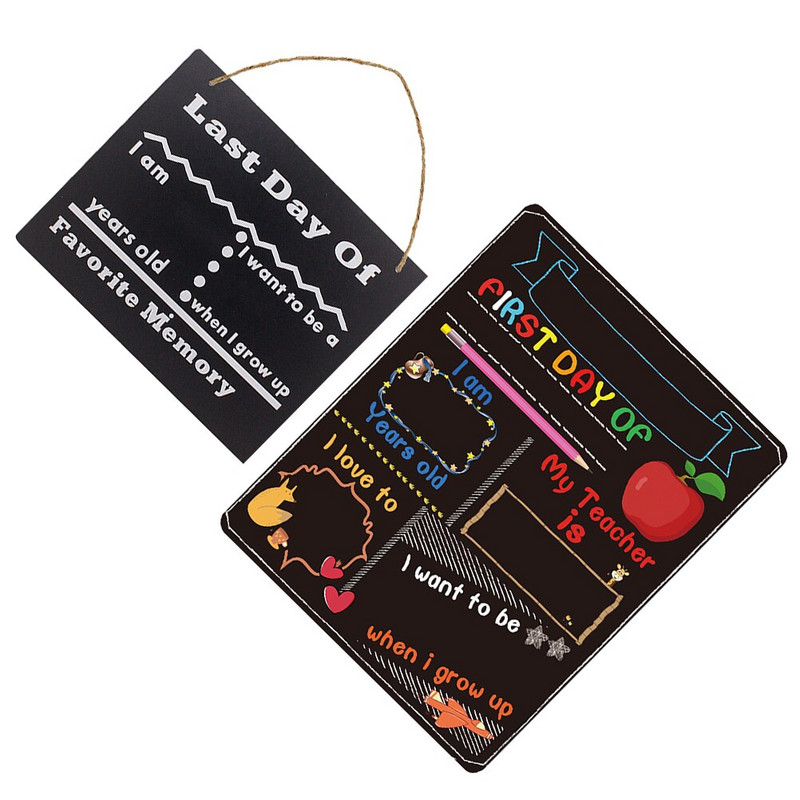 Iskolanap első tábla Utolsó tábla táblára táblák Kétoldalas óvodai kréta levél üzenet fénykép Saját függő