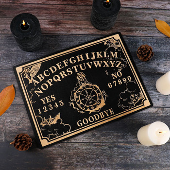 12-инчова дървена дъска за гадаене с махало Гравирана магическа дъска Ouija Board Метафизично съобщение за магьосничество Wiccan Altar