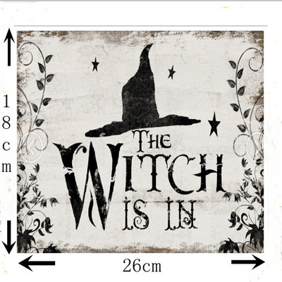 Pălărie de vrăjitoare de Halloween Placă agățată Festivalul fantomelor din lemn Craniu Carnaval Night Decor Semn Trick or Treat Placheta Decor Cadou de Halloween