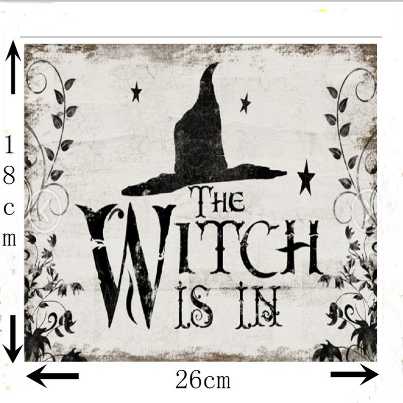 Pălărie de vrăjitoare de Halloween Placă agățată Festivalul fantomelor din lemn Craniu Carnaval Night Decor Semn Trick or Treat Placheta Decor Cadou de Halloween