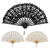 Vintage Lady kézzel készített csipke kézi ventilátor menyasszonyi esküvői party dekoráció, Lvory
