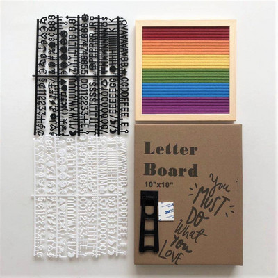 10 x 10 collu kvadrātveida filca vēstuļu dēlis ozola koka ziņojumu dēlis 460 plastmasas burti, molberts, aukliņu maisiņš, filca burtu dēlis, mājas dekors