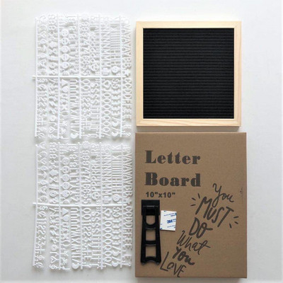 10 x 10 collu kvadrātveida filca vēstuļu dēlis ozola koka ziņojumu dēlis 460 plastmasas burti, molberts, aukliņu maisiņš, filca burtu dēlis, mājas dekors