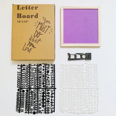 10 x 10 collu kvadrātveida filca vēstuļu dēlis ozola koka ziņojumu dēlis 460 plastmasas burti, molberts, aukliņu maisiņš, filca burtu dēlis, mājas dekors