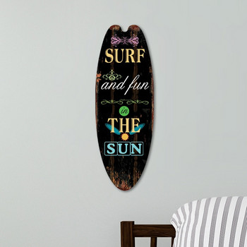 Дървена дъска за сърф в плажен стил Висящ орнамент на стената Празнична декорация за свободното време Дървена табела Декорация на бар за сърф 1 бр.