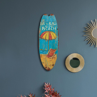Дървена дъска за сърф в плажен стил Висящ орнамент на стената Празнична декорация за свободното време Дървена табела Декорация на бар за сърф 1 бр.