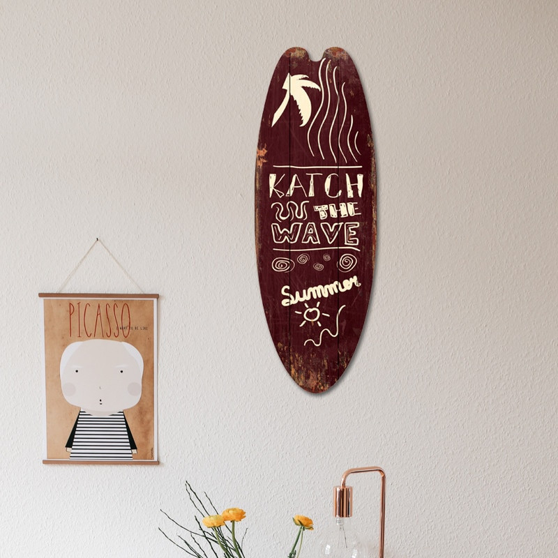 Paplūdimio stiliaus medinės banglentės sienos pakabinamas ornamentas šventiniam laisvalaikiui medinis ženklas banglentės baro dekoravimas 1vnt