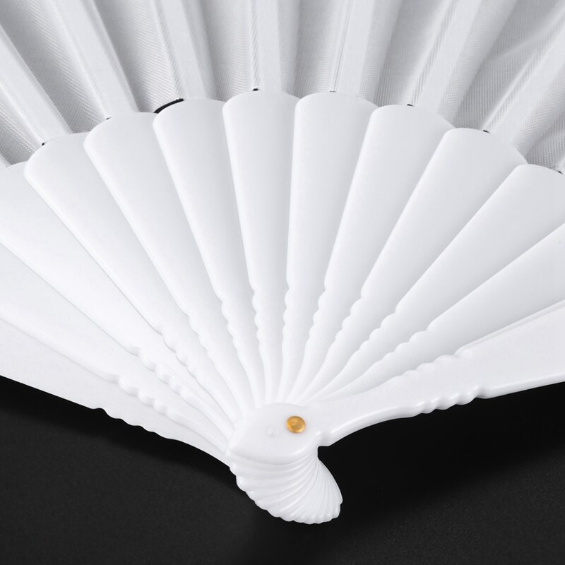 2X műanyag szövet kézzel összecsukható ventilátor hölgyeknek férfi fehér
