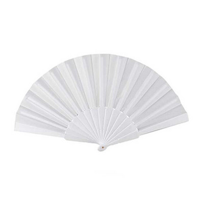 3X plastikinio audinio rankomis sulankstomas ventiliatorius, skirtas moterims, baltas