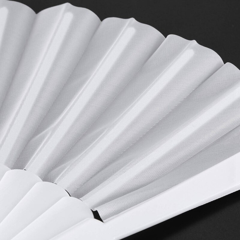 3X plastikinio audinio rankomis sulankstomas ventiliatorius, skirtas moterims, baltas