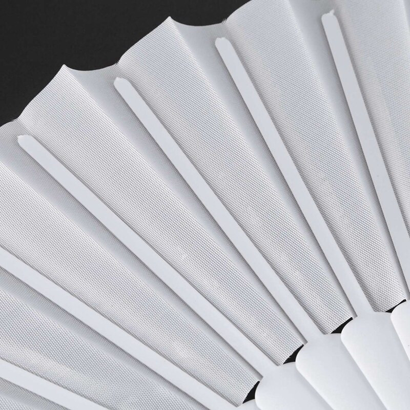 3X plastikinio audinio rankomis sulankstomas ventiliatorius, skirtas moterims, baltas