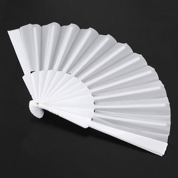 Нов-2X пластмасов ръчен сгъваем вентилатор за дами и мъже, бял