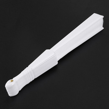 Горещ YO-3X пластмасов плат, ръчно сгъваем вентилатор за дами, мъже, бял