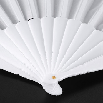 Hot YO-2X Πλαστικό Υφασμάτινο Πτυσσόμενο Χειροποίητο Ανεμιστήρα για Γυναικεία Ανδρικά Λευκά