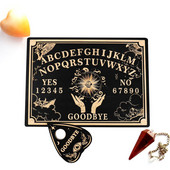 Sun Pendulum Dowsing Board szett jósláshoz Üzenőtábla faragott fa tábla Metafizikai oltárfali tábla díszítés