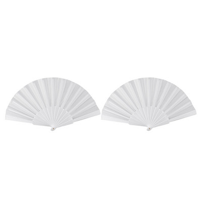2X műanyag szövet kézzel összecsukható ventilátor hölgyeknek férfi fehér