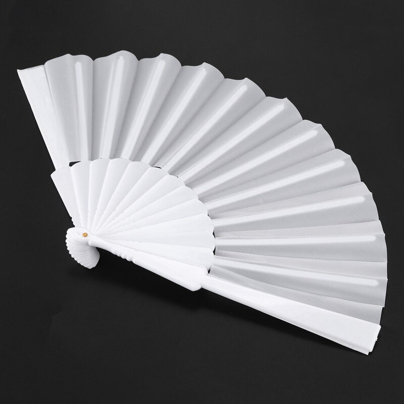 2X műanyag szövet kézzel összecsukható ventilátor hölgyeknek férfi fehér