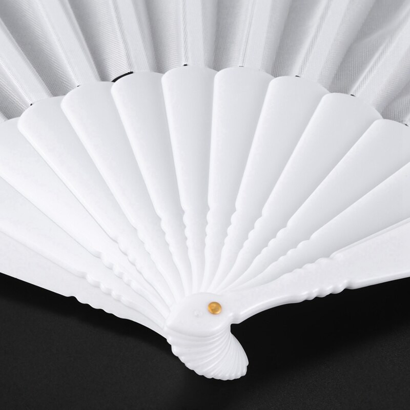 3X műanyag szövet kézzel összecsukható ventilátor hölgyeknek férfi fehér