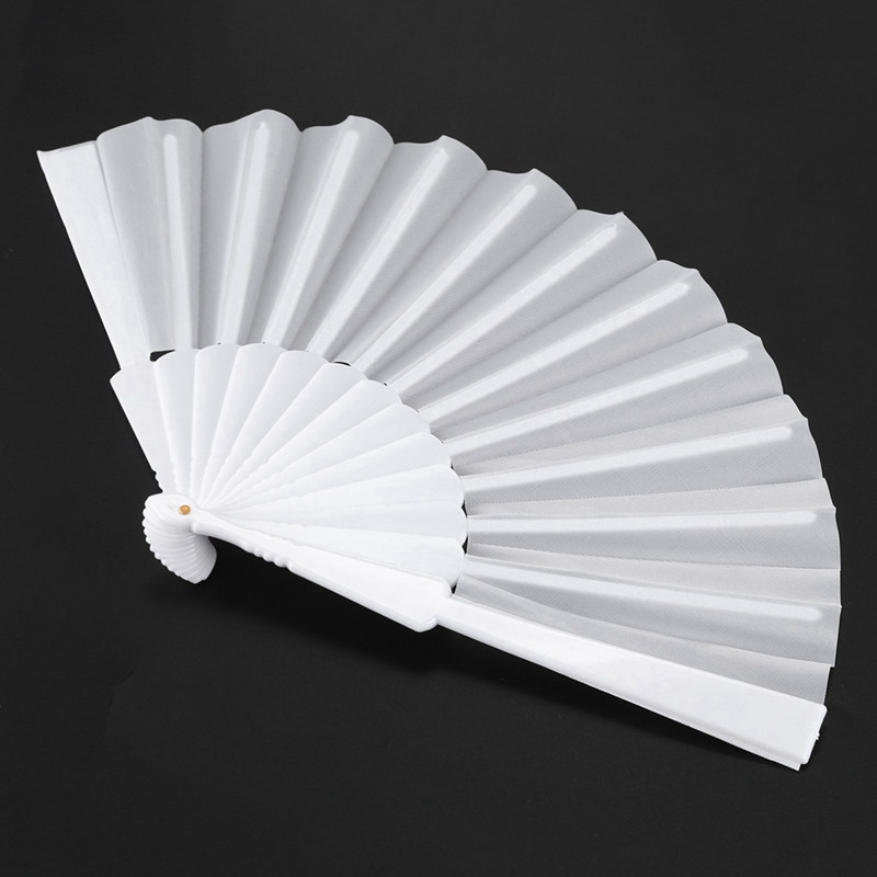 3X műanyag szövet kézzel összecsukható ventilátor hölgyeknek férfi fehér