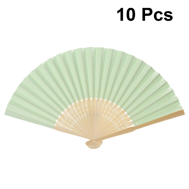 10db összecsukható ventilátor praktikus 7 hüvelykes kreatív papír összecsukható ventilátor barkács festés kellék teljesítmény ventilátor üres ventilátor dekor buli ventilátor