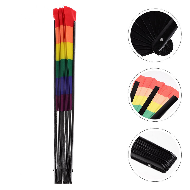 Ventiliatorius Sulankstomas vėduoklės Rankinis vaivorykštinis kinų audinys Rankinis šilko pasididžiavimas japonų vakarėlių šokių fotografijos spektaklio šokių popierius