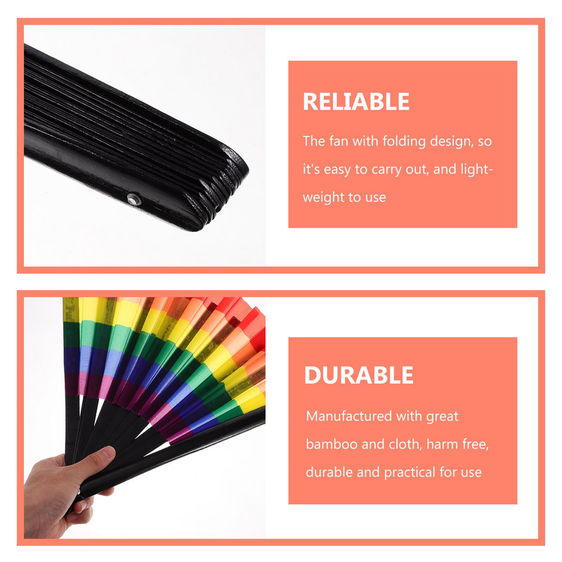 Ventiliatorius Sulankstomas vėduoklės Rankinis vaivorykštinis kinų audinys Rankinis šilko pasididžiavimas japonų vakarėlių šokių fotografijos spektaklio šokių popierius