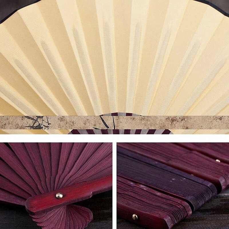 10 hüvelykes összecsukható ventilátor kézi selyem szövet DIY kínai összecsukható ventilátor fa bambusz ókori összecsukható ventilátor barkács kalligráfia festmény