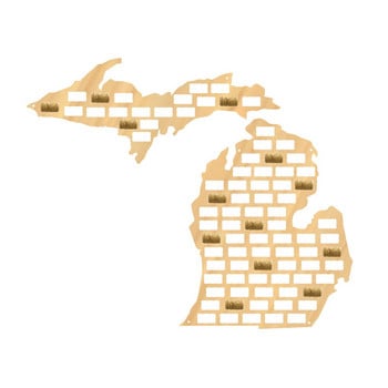 American Midwest Wine Cork Map US Michigan State Sign Дървена изрезка Стена Арт Деко Канзас Небраска Wine Lover Колекционерски дисплей