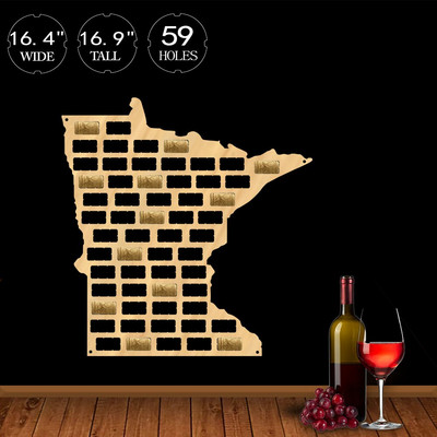 Američki Srednji zapad Wine Cork Map SAD Michigan State Sign Drveni izrezani zid Art Deco Kansas Nebraska Wine Lover Collection Display