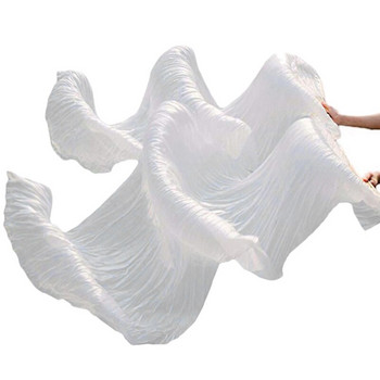 100% копринени унисекс ветрила с китайски копринен воал, 1 бр. ветрила за коремен танц, бял цвят 180X90 см
