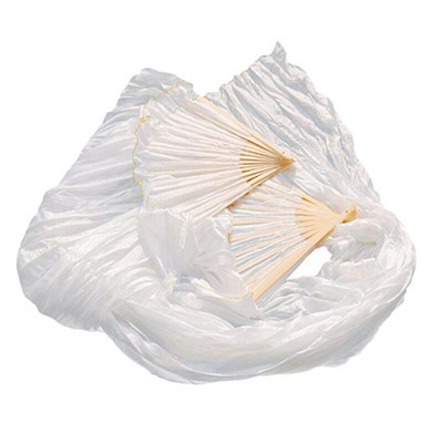 100% šilko unisex kiniško šilko šydo šokių vėduoklės 1vnt Pilvo šokių vėduoklės baltos spalvos 180x90cm