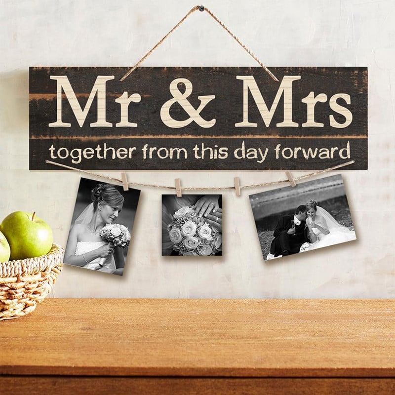 Daugiafunkciniai pakabukų papuošalai, montuojami ant sienos nuotraukų klipas Medinis vestuvių dekoravimas