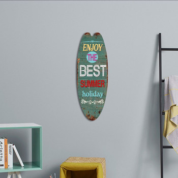 Нов дървен знак Декорация на бар за дъска за сърф Висящ орнамент Висящ на стена Празнична декорация за свободното време Винтидж средиземноморски стил