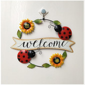Idilic Creativ Decorare de perete pentru sufragerie Decorare de perete BINE AȚI VENIT Mică Albină Soare Floare Fier Art Pandantiv Pandantiv
