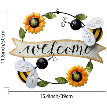 Idyllic Creative Σαλόνι Διακόσμηση Τοίχου Διακόσμηση Τοίχου WELCOME Small Bee Sun Flower Iron Art μενταγιόν