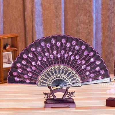 S011 New Fashion Peacock Sequins Dance Fan Square Dancing Fan Dance Props