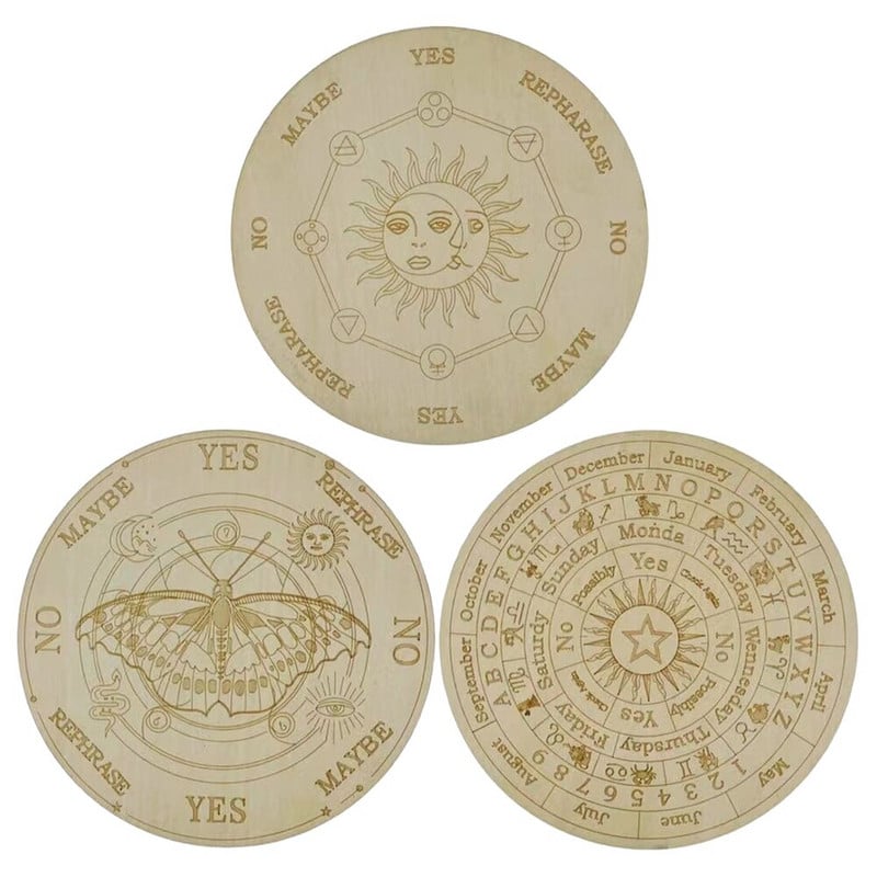 Fából készült jóslás ingatábla csillag Nap Hold energia faragott tányér Gyógyító meditációs tábla díszek metafizikai oltár dekoráció