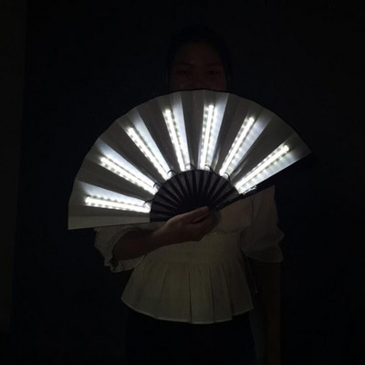 2db DJ világító összecsukható ventilátor 13 hüvelykes Led Play ventilátor Színes kézi Abanico Led ventilátor neonfényes party dekorációhoz Night Club