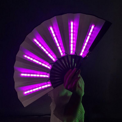 2db DJ világító összecsukható ventilátor 13 hüvelykes Led Play ventilátor Színes kézi Abanico Led ventilátor neonfényes party dekorációhoz Night Club