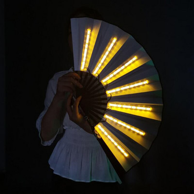 2db DJ világító összecsukható ventilátor 13 hüvelykes Led Play ventilátor Színes kézi Abanico Led ventilátor neonfényes party dekorációhoz Night Club
