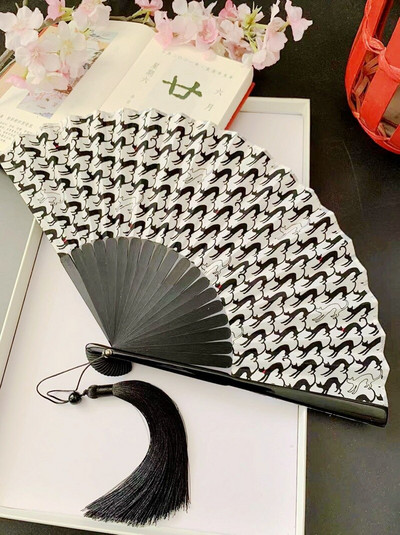 Kinų klasikinis kačių piešimas rašalu Sulankstomas rankinis ventiliatorius su kutais Retro stiliaus vestuvės, šokių bažnyčios vakarėlio dovanos