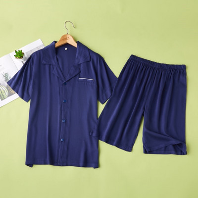 Dviejų dalių laisvalaikio pižamos komplektas su klasikine apykakle